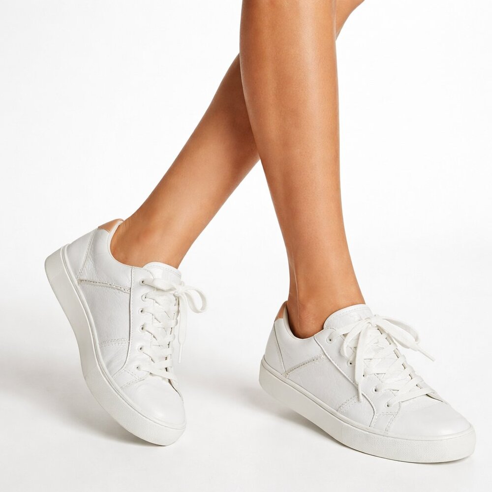 UGG White Leather Dinale Low-Top Sneakers